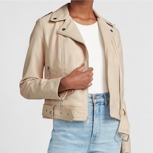 Express Vegan Leather Belted Moto Jacket